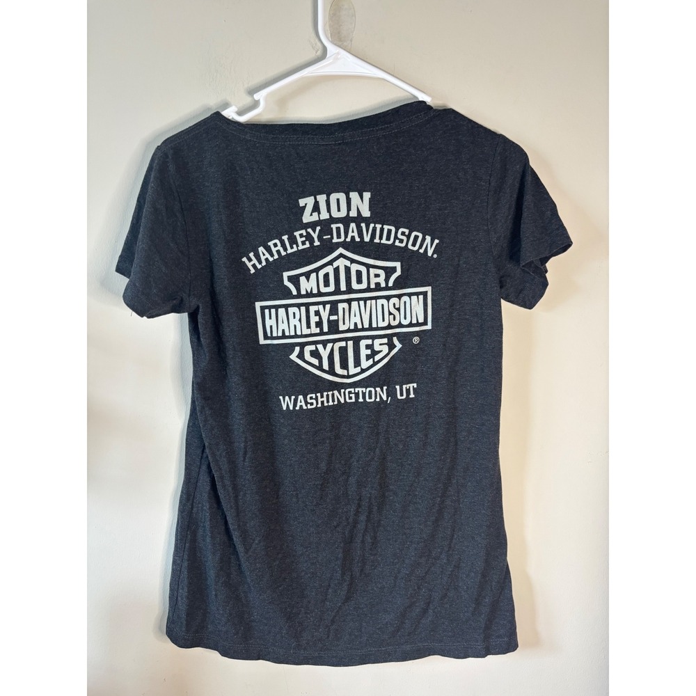 Harley-Davidson Womens Zion Washington UT Skull Graphic T-Shirt Charcoal Gray L - Picture 5 of 5